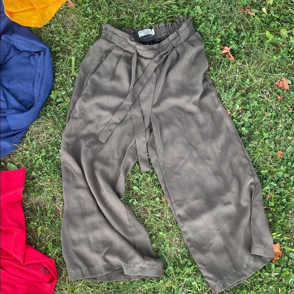 Olive Green Wide-Leg Pants